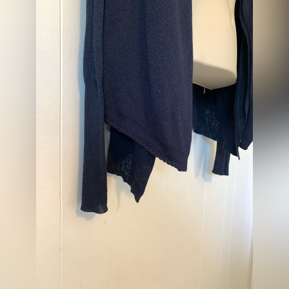 NWT Brochure Walker Navy Blue Layered open Linen Blend Cardigan size S - Picture 4 of 8